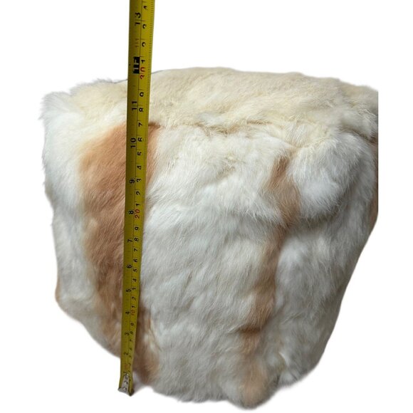 Real Rabbit Fur Pillow Square Shape Sofa Throw Pillow Decor Made USA Cream Ivory - Picture 4 of 6
